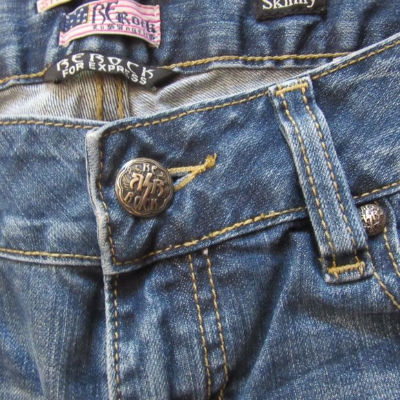 BE Rocks for Express Slightly Distressed Light Blue Denim Skinny Jeans in Size 6 - Picture 6 of 6